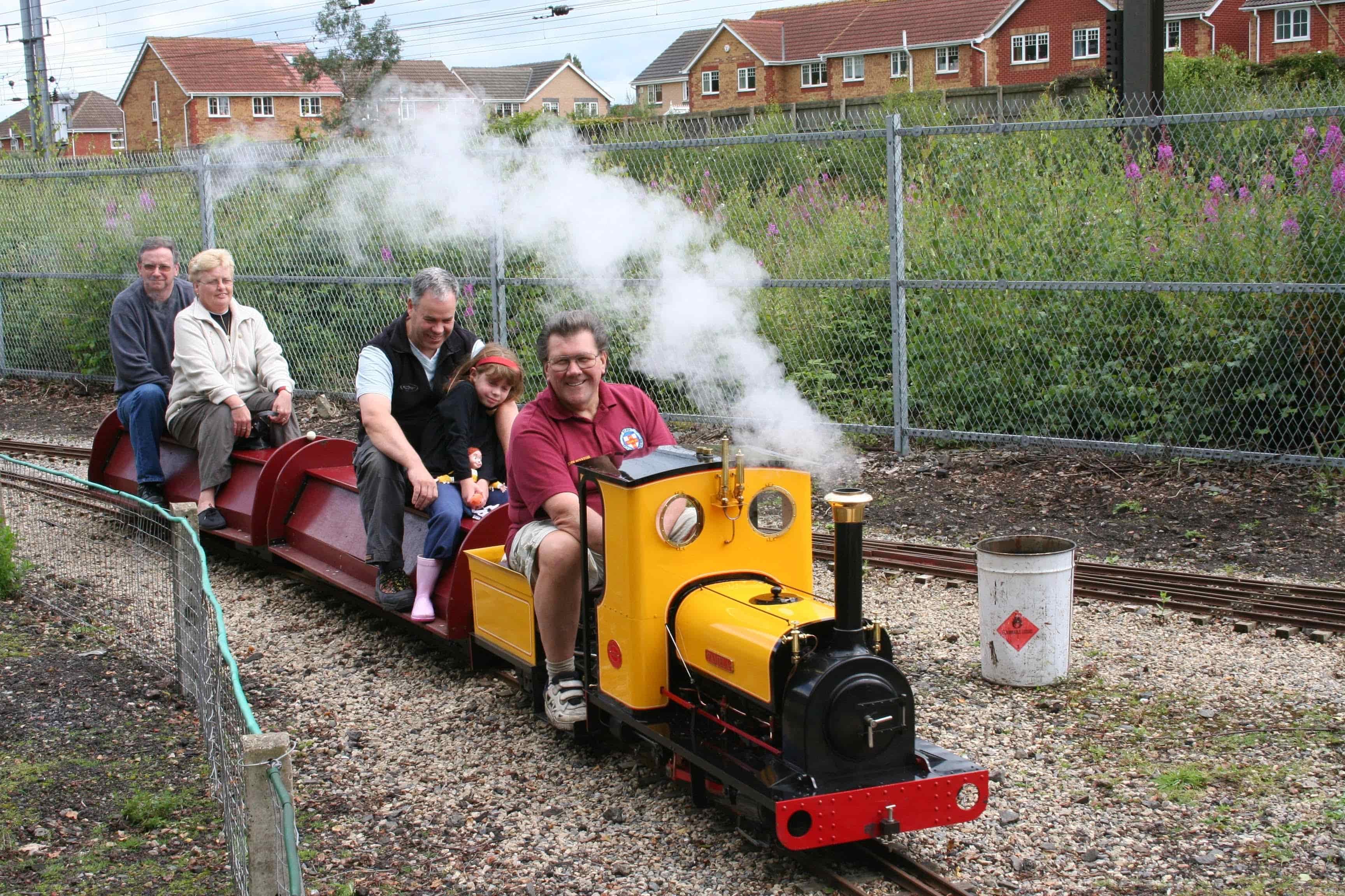 A live-steam locomotive at York Model Engineers